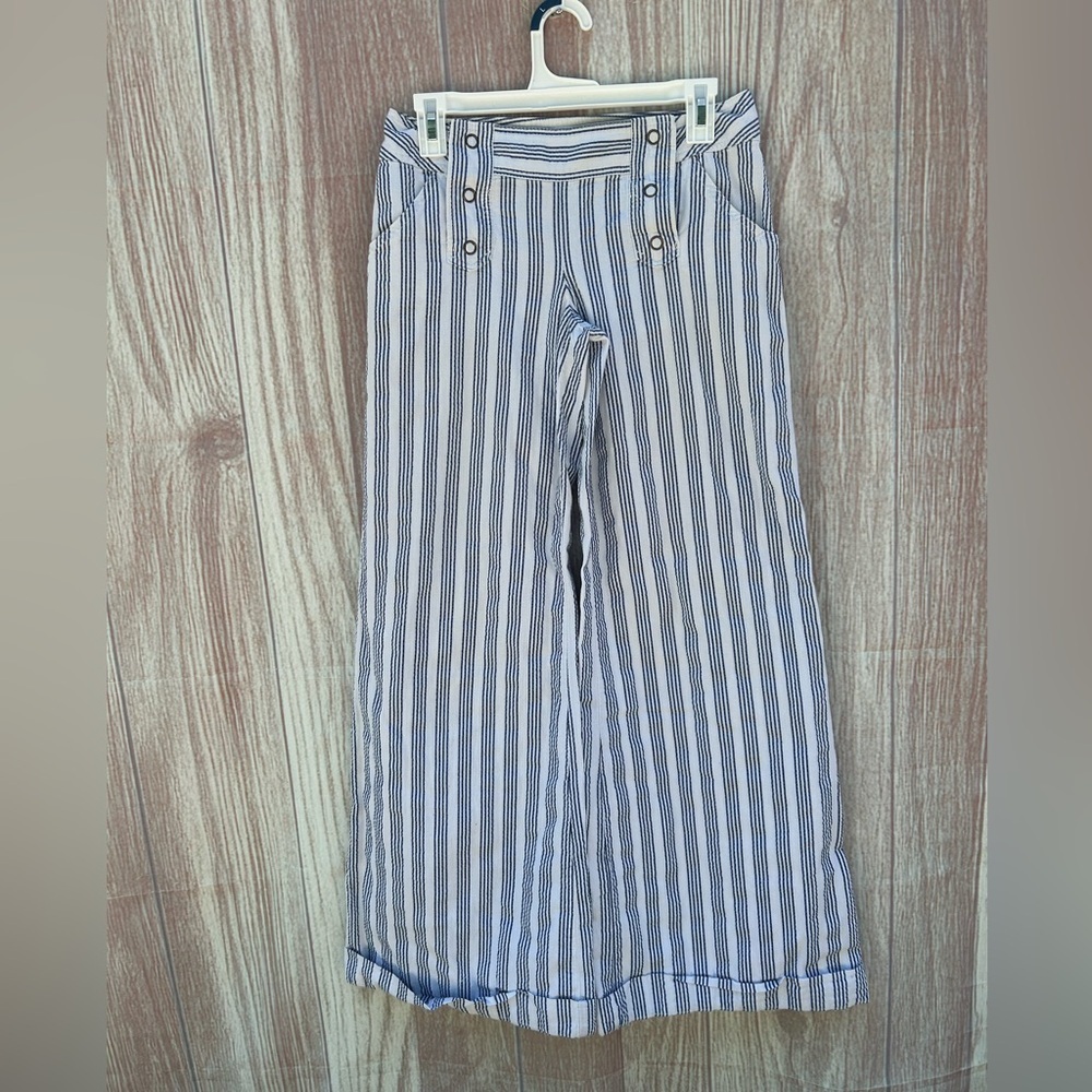 VTG Y2K London Jean chino size 2 striped wide leg cuff nautical pants coastal